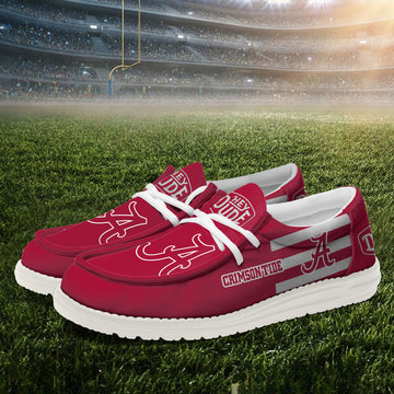 ZNCAA Alabama Crimson Tide - Football Hey Dude Canvas Loafer Shoes