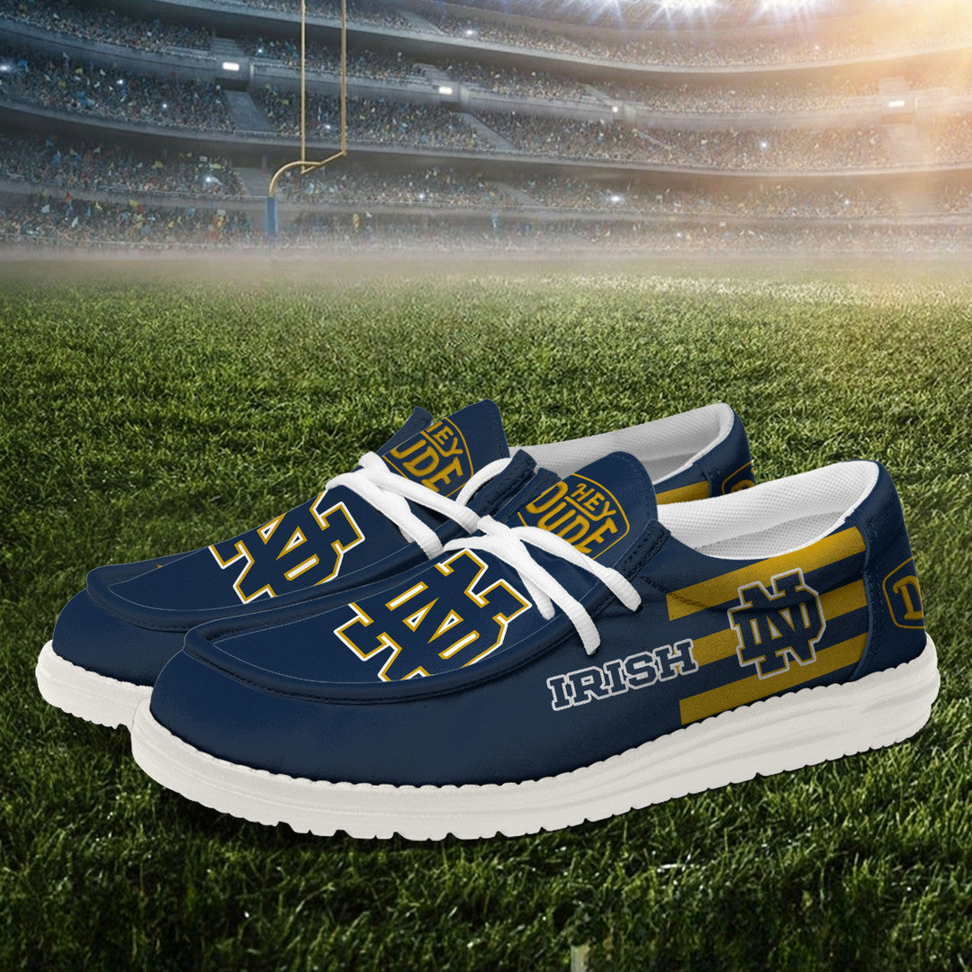 ZNCAA Notre Dame Fighting Irish - Football Hey Dude Canvas Loafer Shoes