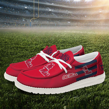 ZNCAA Ole Miss Rebels - Football Hey Dude Canvas Loafer Shoes