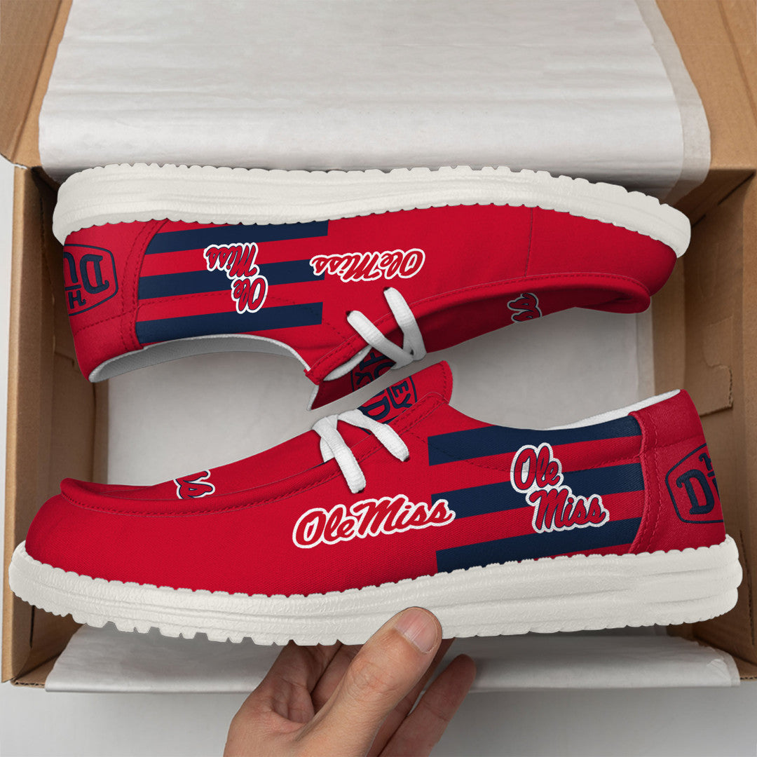 ZNCAA Ole Miss Rebels - Football Hey Dude Canvas Loafer Shoes