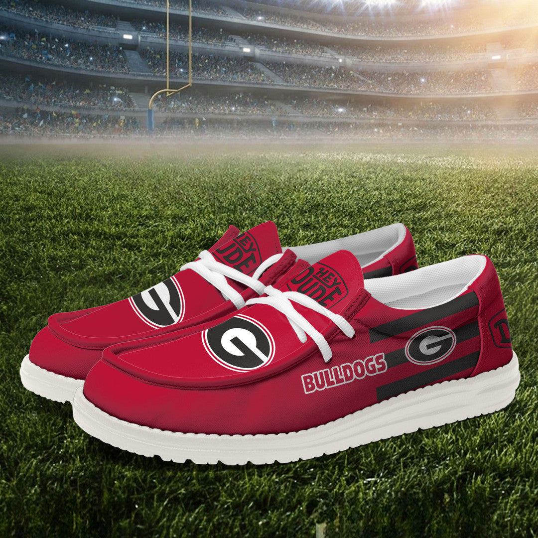 ZNCAA Georgia Bulldogs - Football Hey Dude Canvas Loafer Shoes