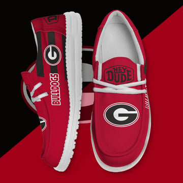 ZNCAA Georgia Bulldogs - Football Hey Dude Canvas Loafer Shoes