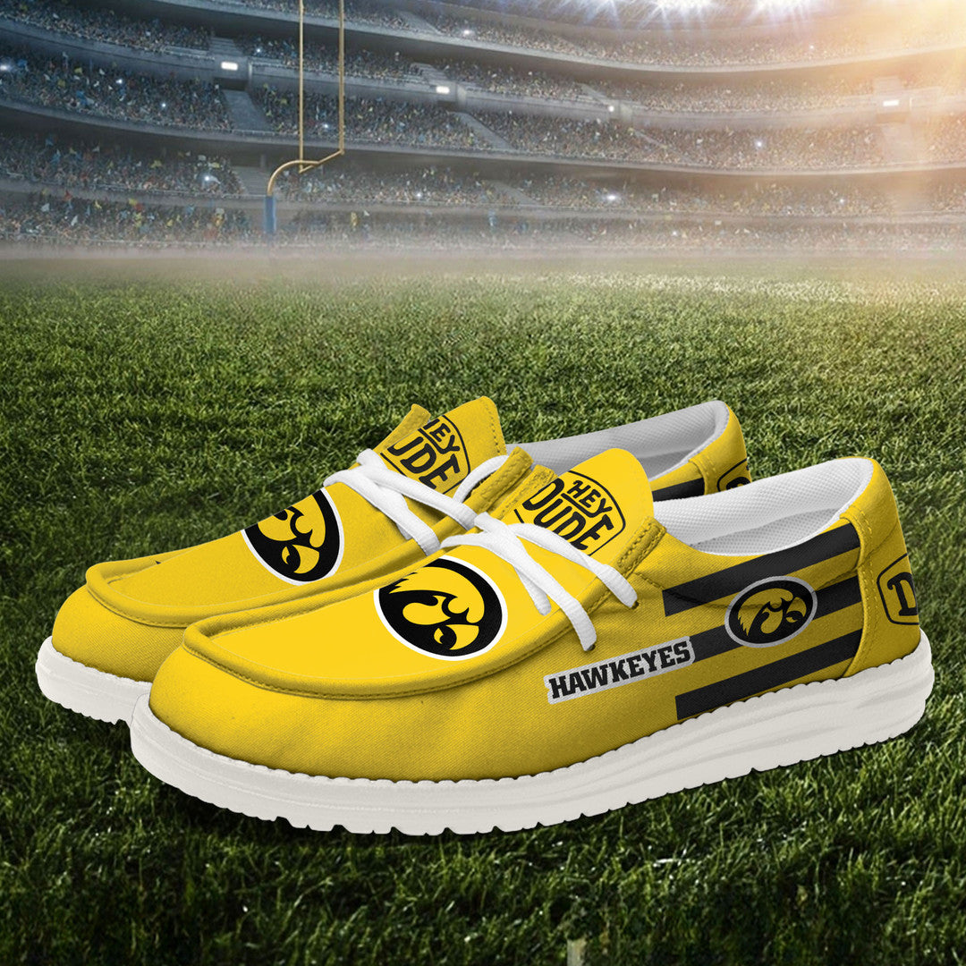 ZNCAA Iowa Hawkeyes - Football Hey Dude Canvas Loafer Shoes