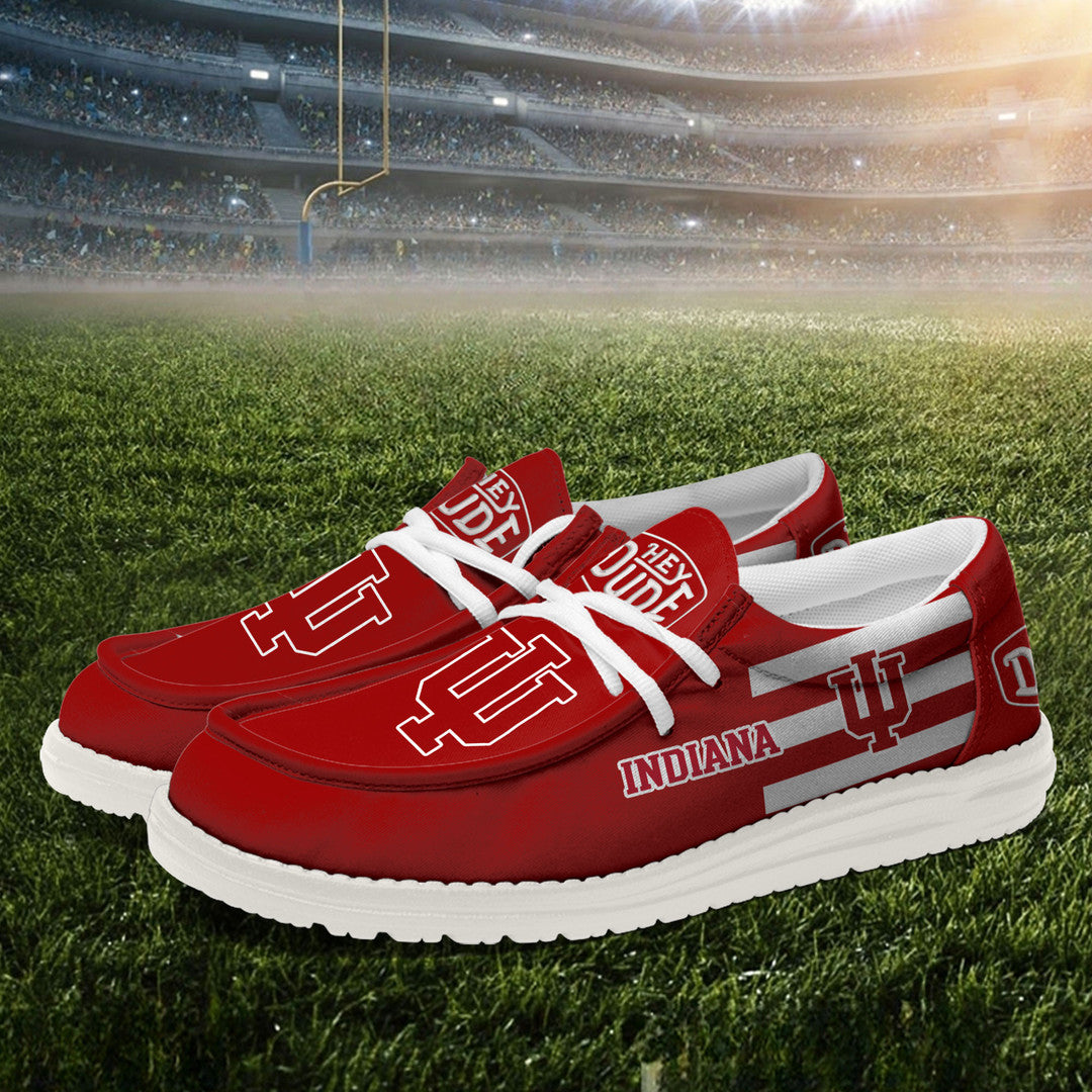 ZNCAA Indiana Hoosiers - Football Hey Dude Canvas Loafer Shoes