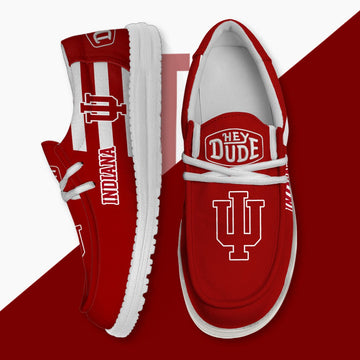 ZNCAA Indiana Hoosiers - Football Hey Dude Canvas Loafer Shoes
