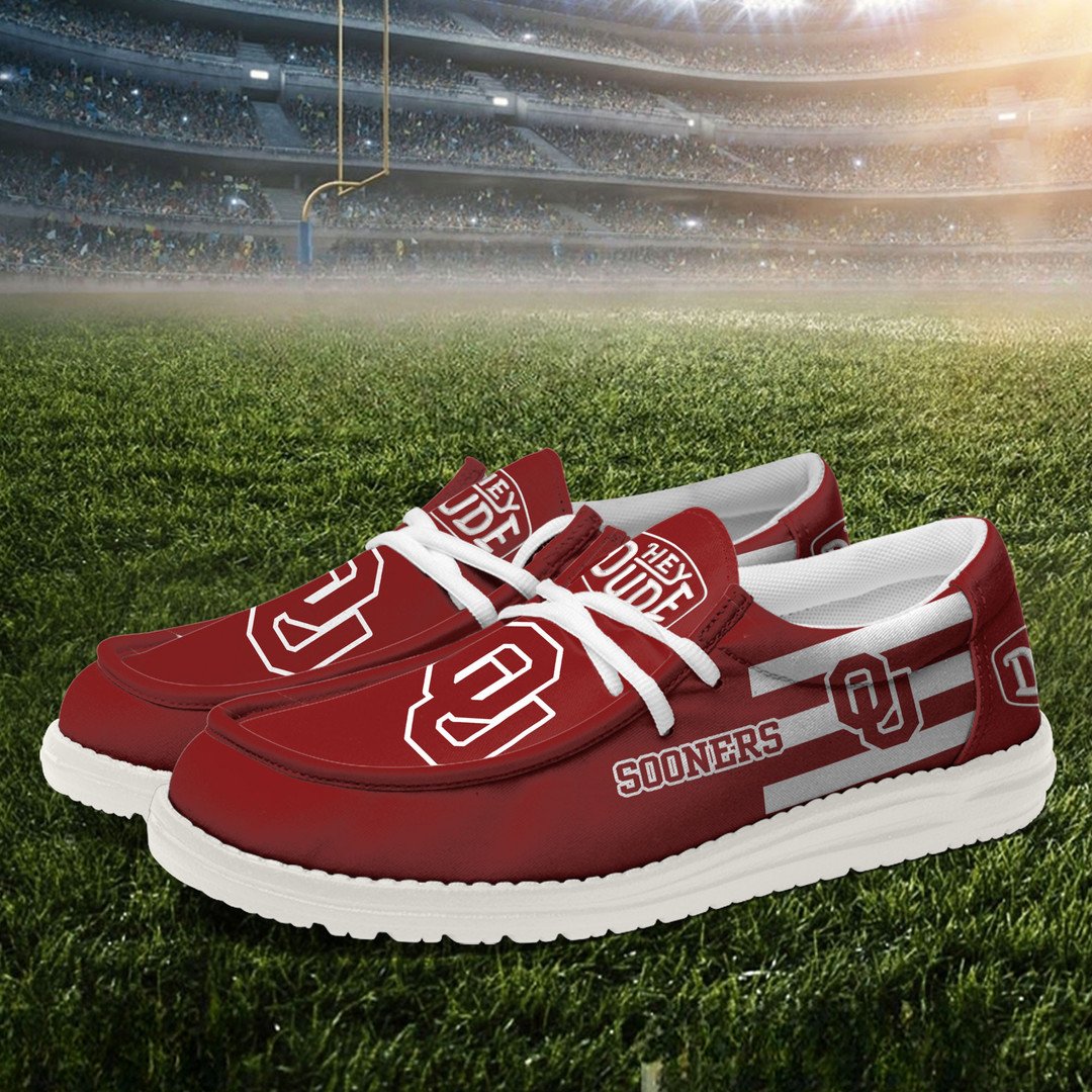 ZNCAA Oklahoma Sooners - Football Hey Dude Canvas Loafer Shoes