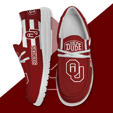 ZNCAA Oklahoma Sooners - Football Hey Dude Canvas Loafer Shoes