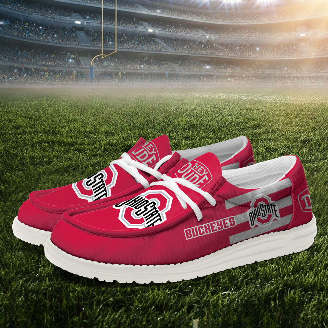 ZNCAA Ohio State Buckeyes - Football Hey Dude Canvas Loafer Shoes