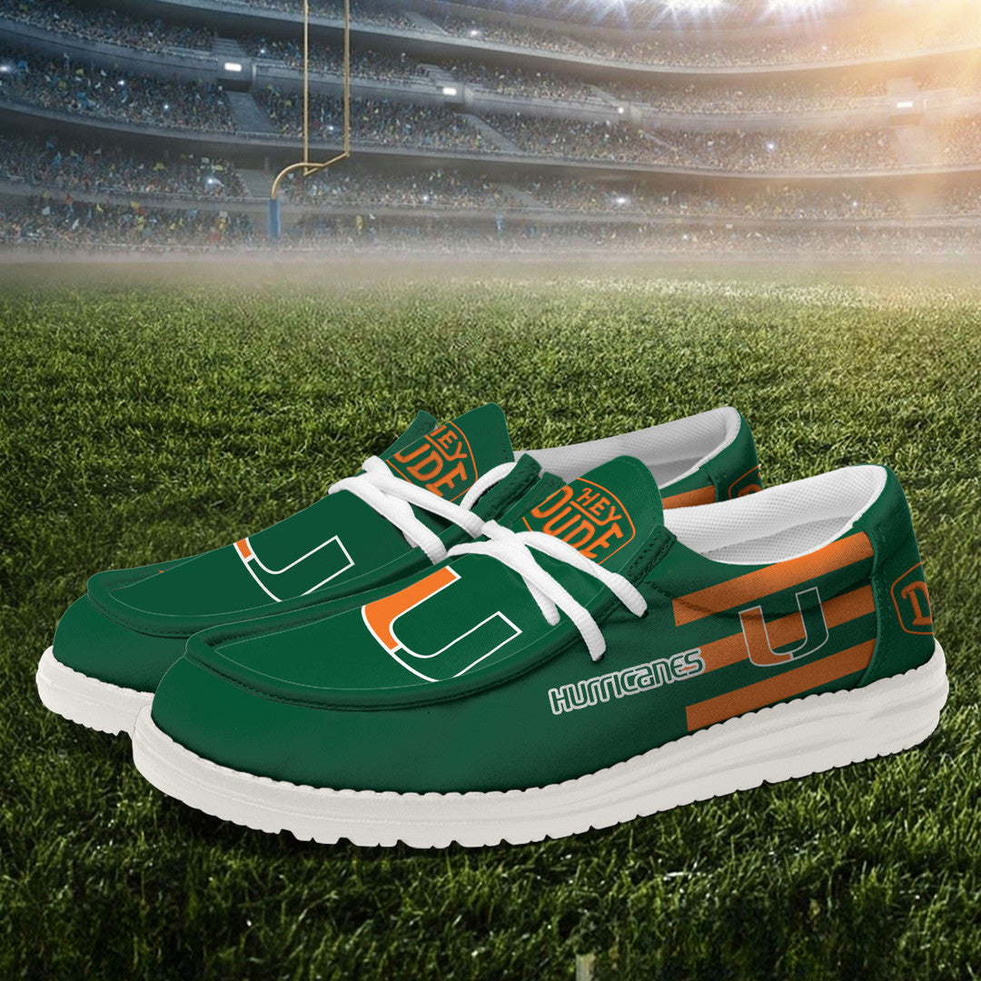 ZNCAA Miami Hurricanes - Football Hey Dude Canvas Loafer Shoes