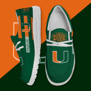 ZNCAA Miami Hurricanes - Football Hey Dude Canvas Loafer Shoes
