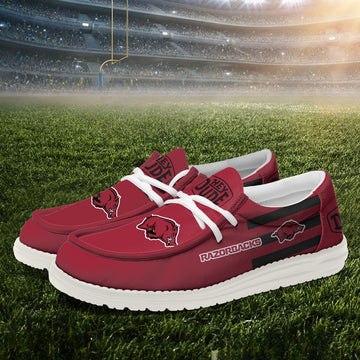 ZNCAA Arkansas Razorbacks - Football Hey Dude Canvas Loafer Shoes