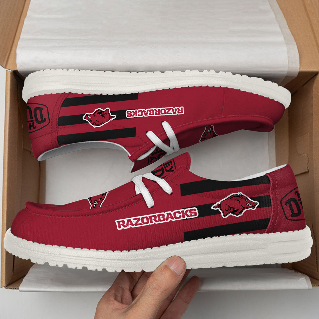 ZNCAA Arkansas Razorbacks - Football Hey Dude Canvas Loafer Shoes