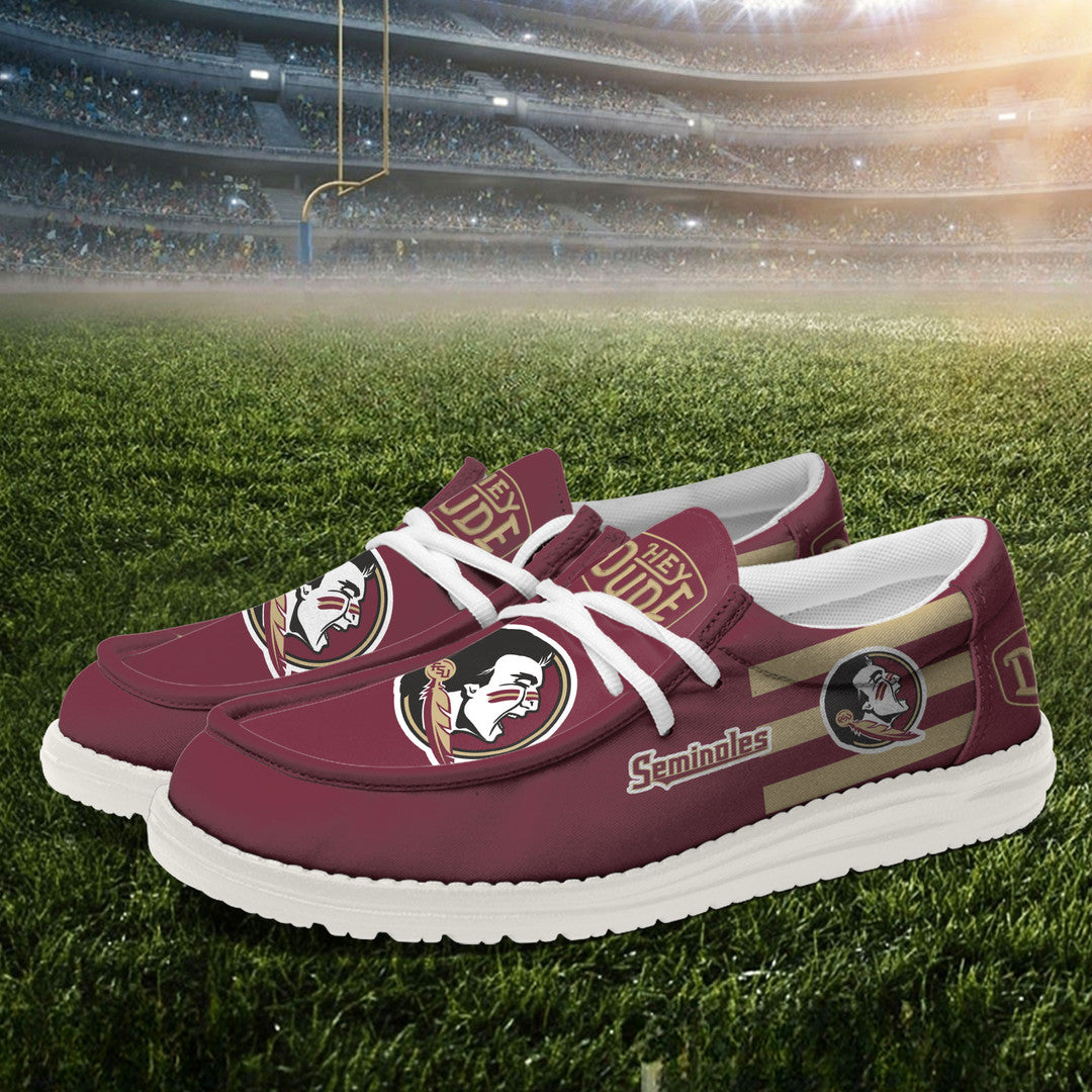 ZNCAA Florida State Seminoles - Football Hey Dude Canvas Loafer Shoes