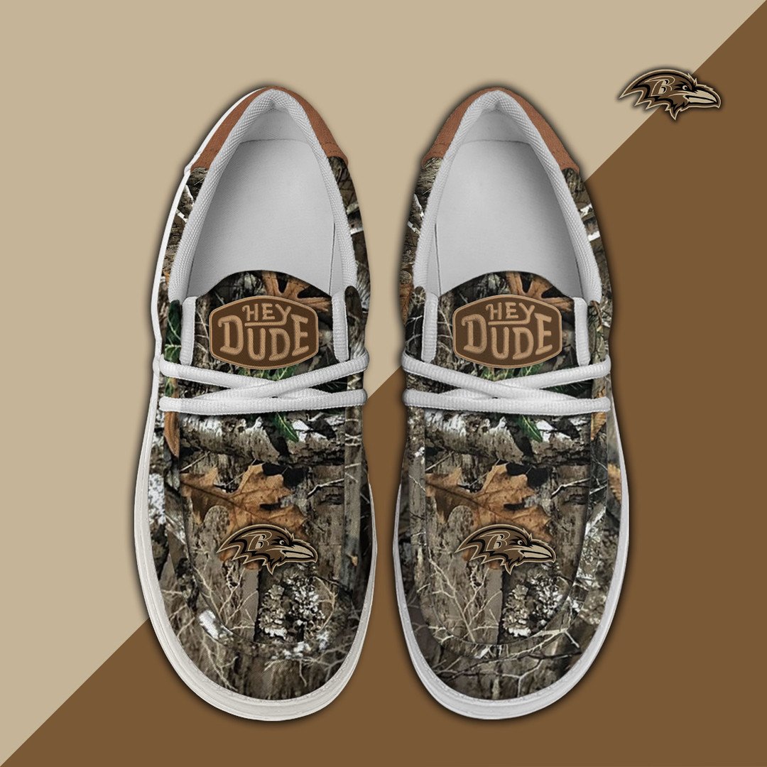 NFL Baltimore Ravens - Football Camo Hey Dude Canvas Loafer Shoes