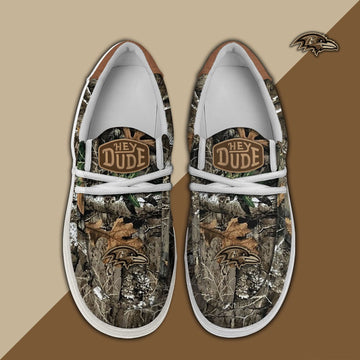 NFL Baltimore Ravens - Football Camo Hey Dude Canvas Loafer Shoes