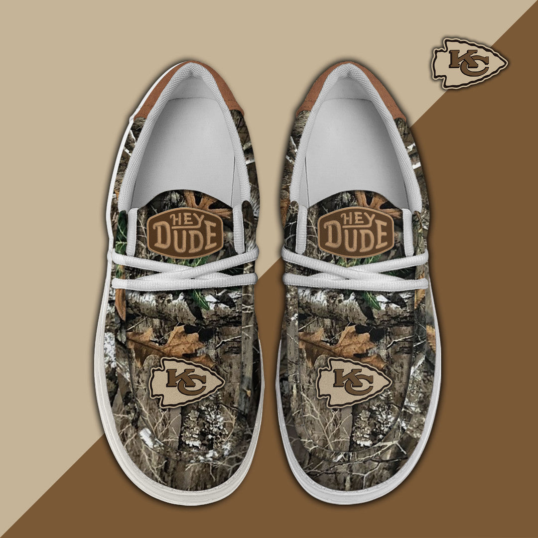 NFL Kansas City Chiefs - Football Camo Hey Dude Canvas Loafer Shoes