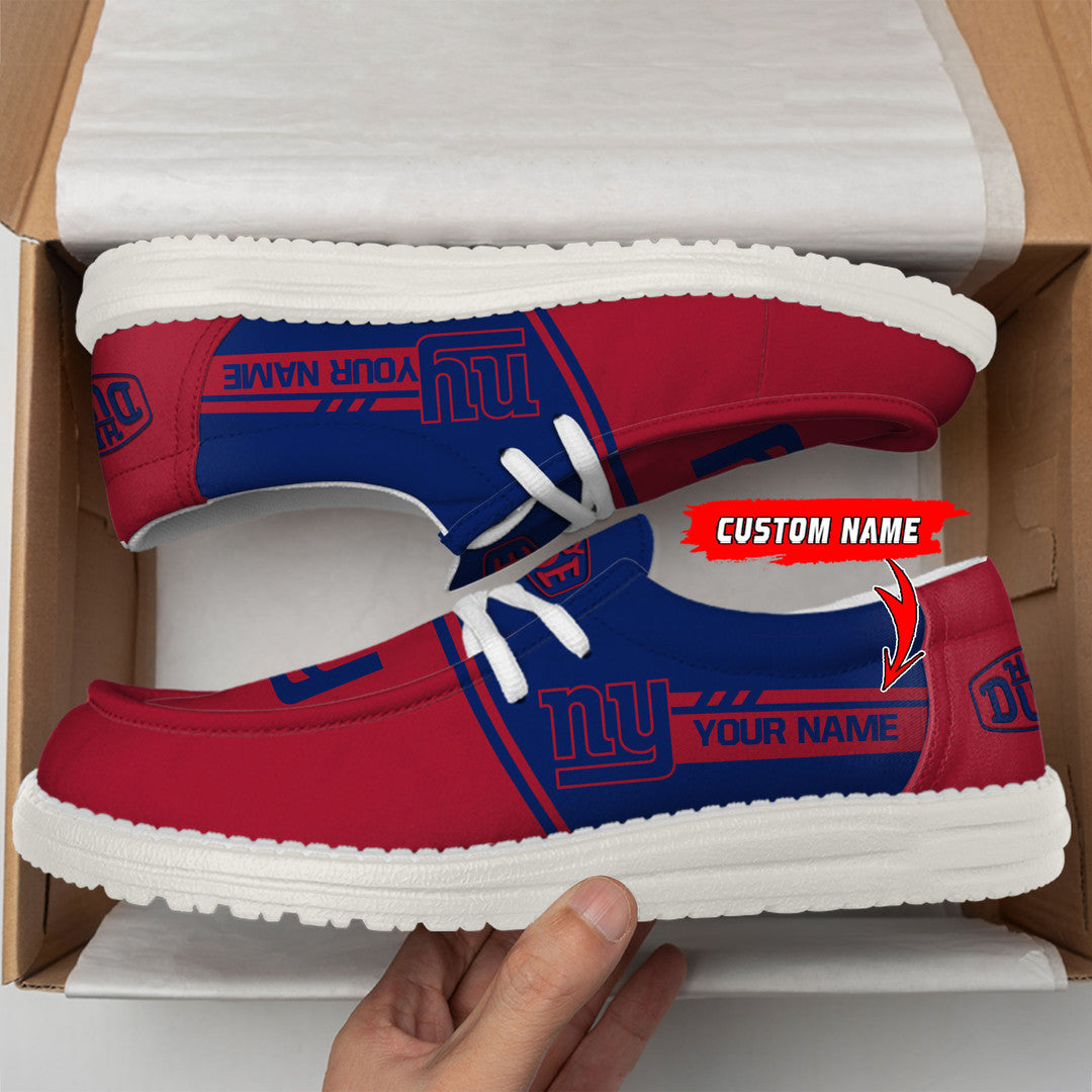 21 New York Giants Football Hey Dude Canvas Loafer Shoes-Custom Name