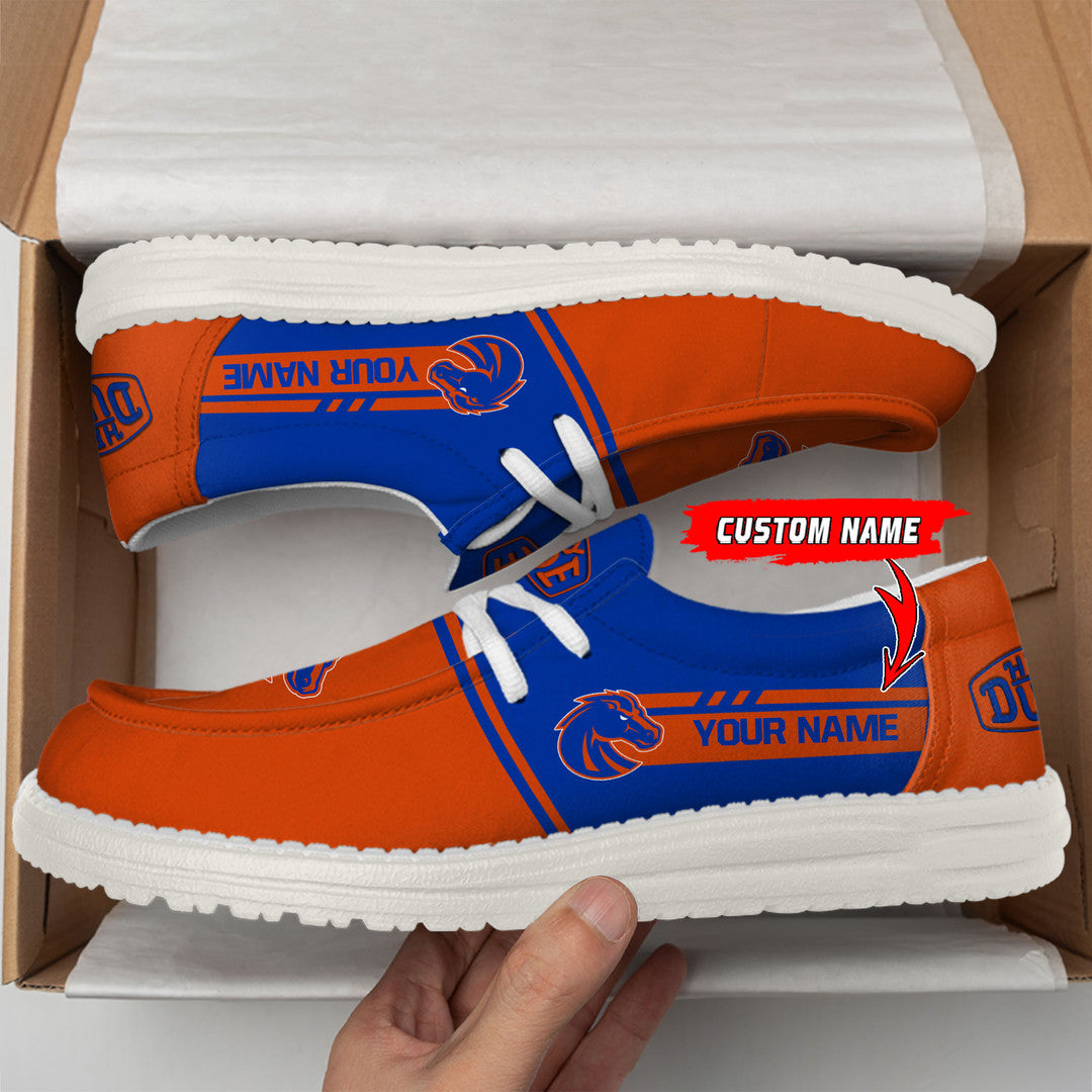 NCAA 23 Boise State Broncos Football Hey Dude Canvas Loafer Shoes-Custom Name