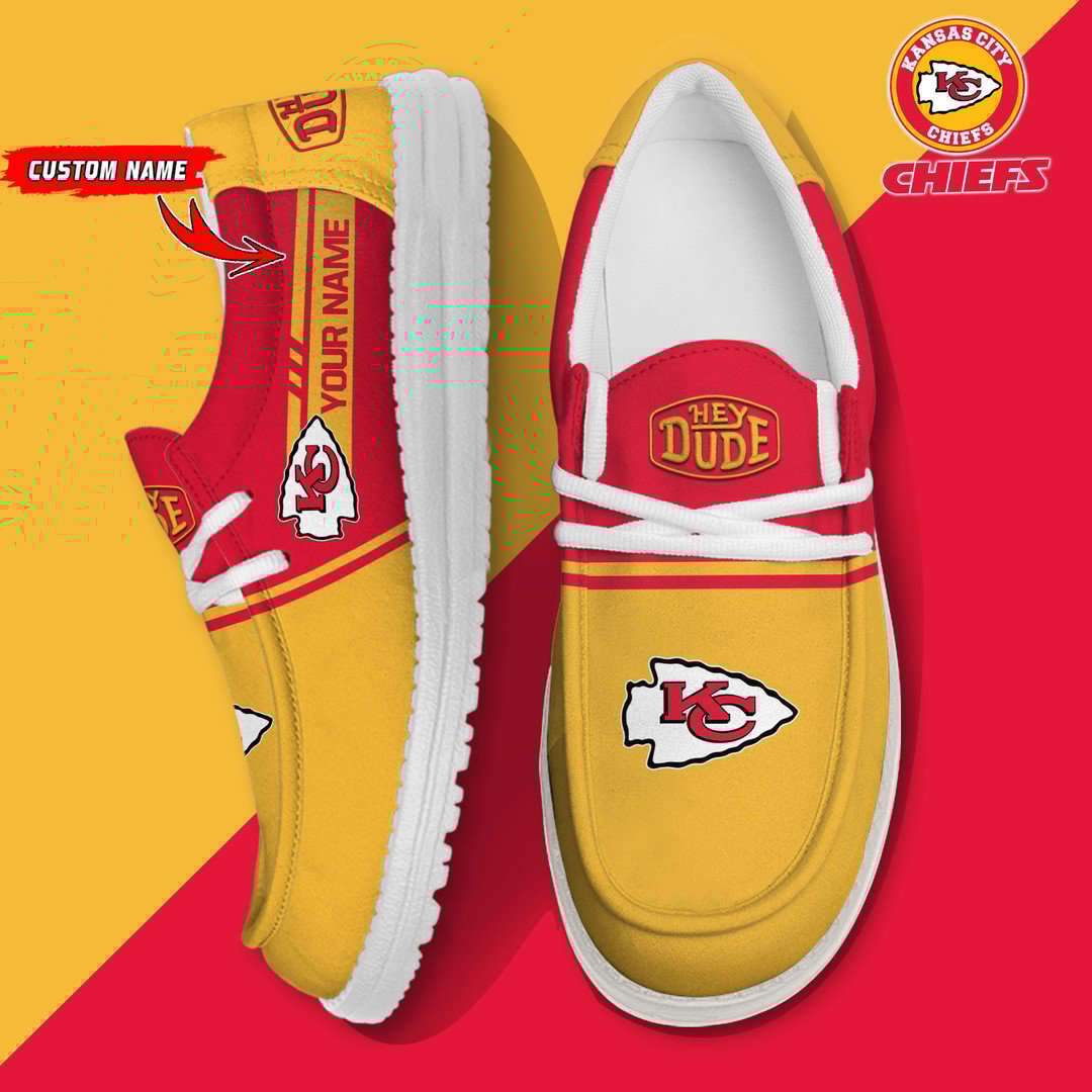 16 Kansas City Chiefs Football Hey Dude Canvas Loafer Shoes-Custom Name