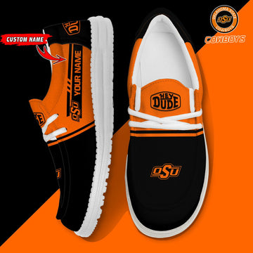 NCAA 17 Oklahoma State Cowboys Football Hey Dude Canvas Loafer Shoes-Custom Name