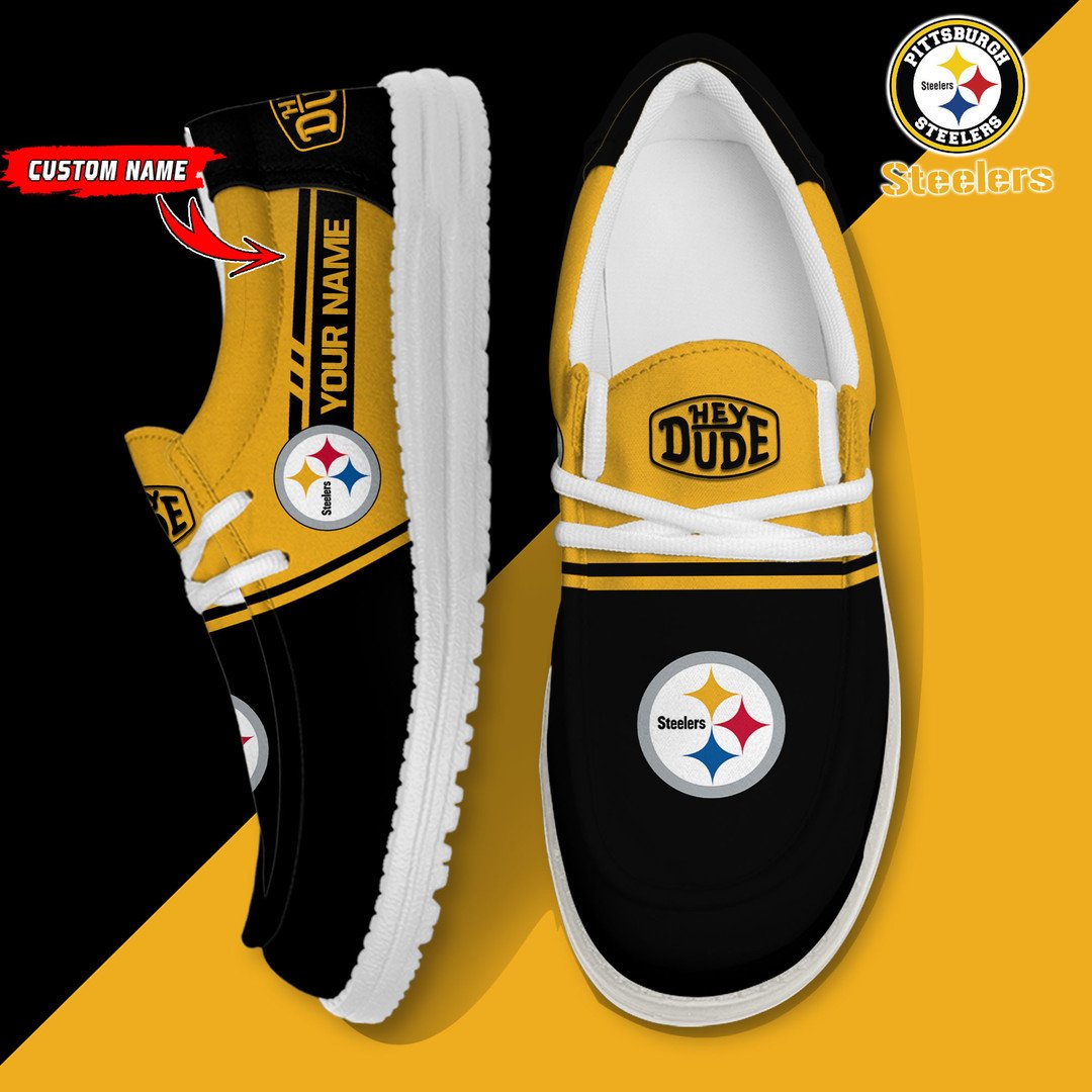 25 Pittsburgh Steelers Football Hey Dude Canvas Loafer Shoes-Custom Name