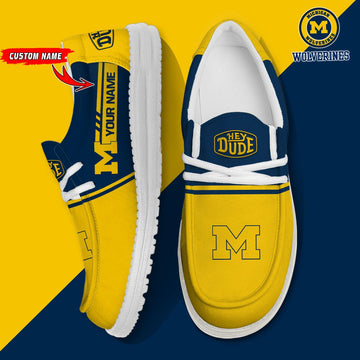 NCAA 29 Michigan Wolverines Football Hey Dude Canvas Loafer Shoes-Custom Name
