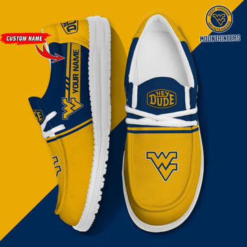 NCAA 14 West Virginia Mountaineers Football Hey Dude Canvas Loafer Shoes-Custom Name