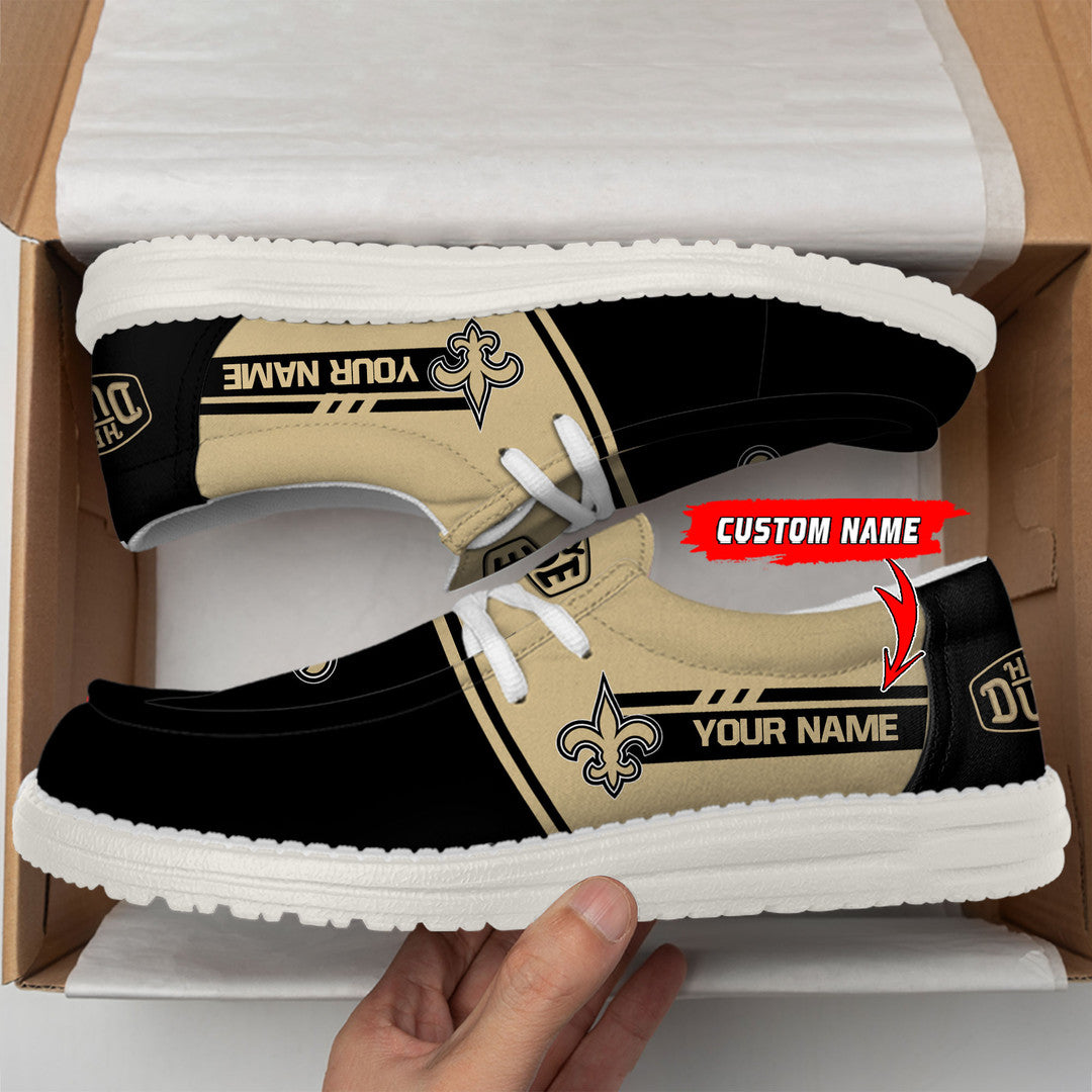 20 New Orleans Saints Football Hey Dude Canvas Loafer Shoes-Custom Name