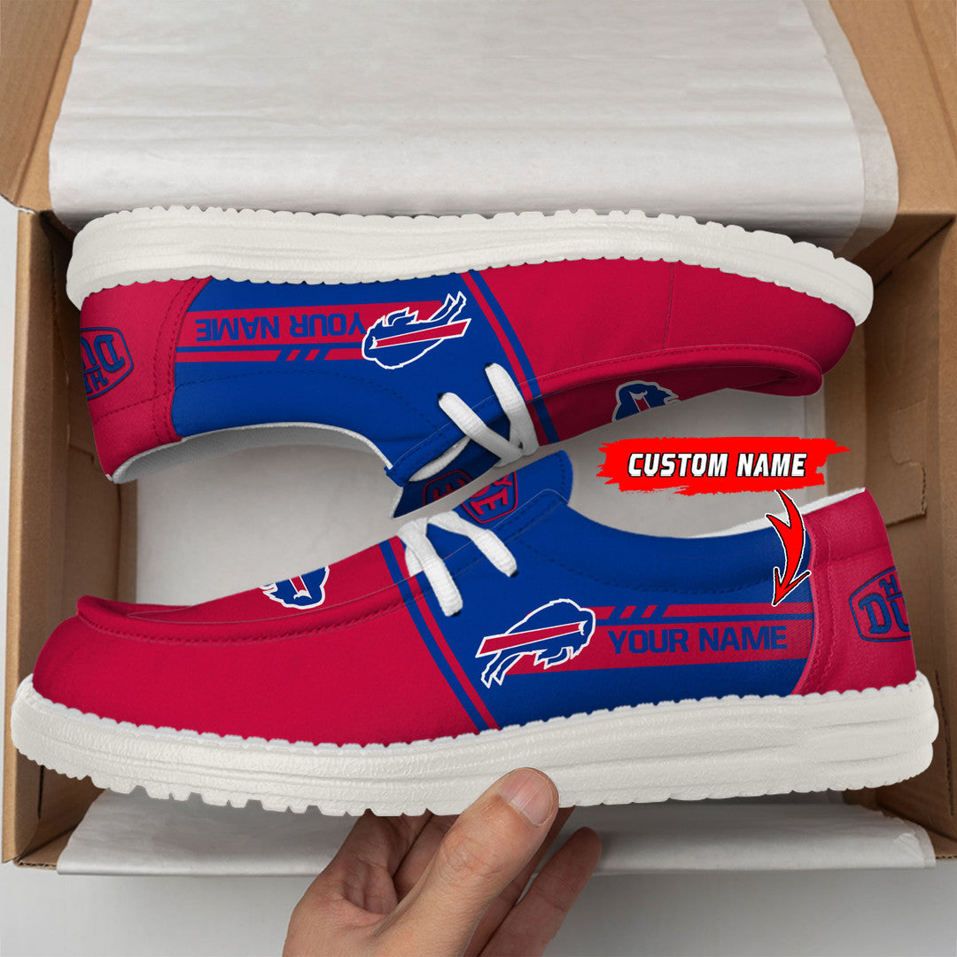 04 Buffalo Bills Football Hey Dude Canvas Loafer Shoes-Custom Name
