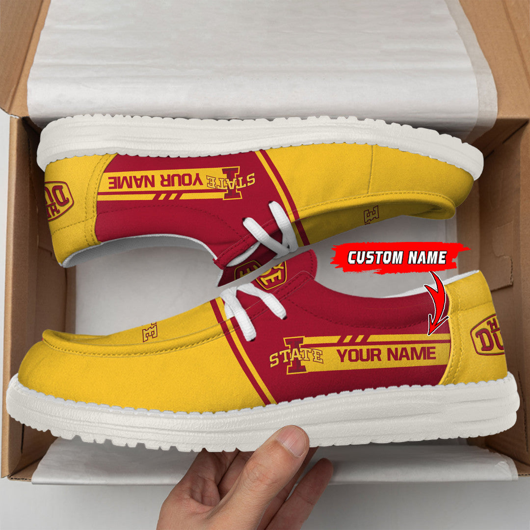 NCAA 11 Iowa State Cyclones Football Hey Dude Canvas Loafer Shoes-Custom Name