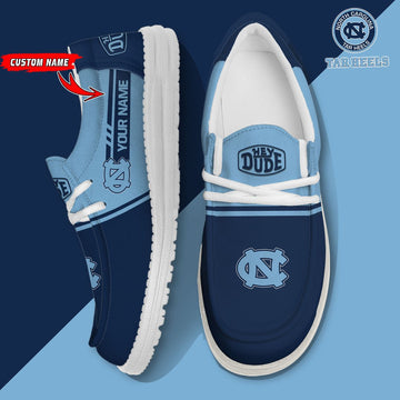 NCAA 20 North Carolina Tar Heels Football Hey Dude Canvas Loafer Shoes-Custom Name