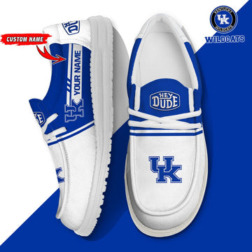 NCAA 12 Kentucky Wildcats Football Hey Dude Canvas Loafer Shoes-Custom Name