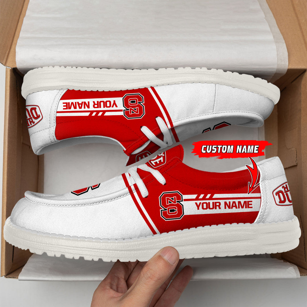NCAA 18 NC State Wolfpack Football Hey Dude Canvas Loafer Shoes-Custom Name