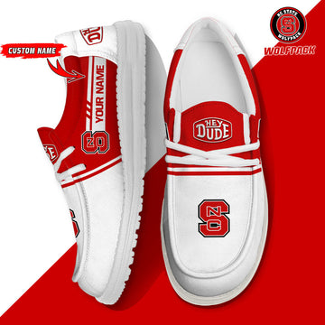 NCAA 18 NC State Wolfpack Football Hey Dude Canvas Loafer Shoes-Custom Name