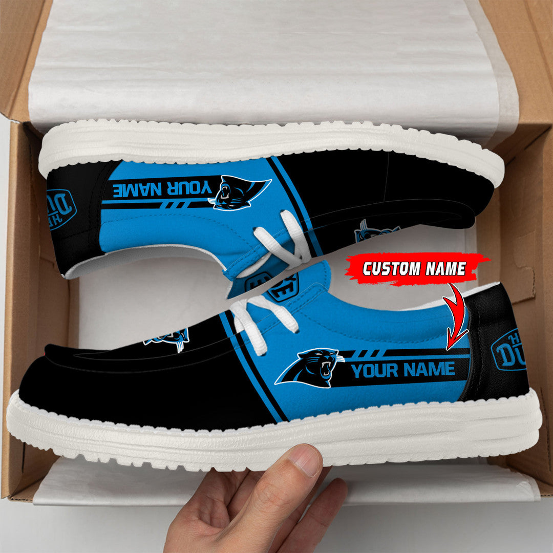 05 Carolina Panthers Football Hey Dude Canvas Loafer Shoes-Custom Name