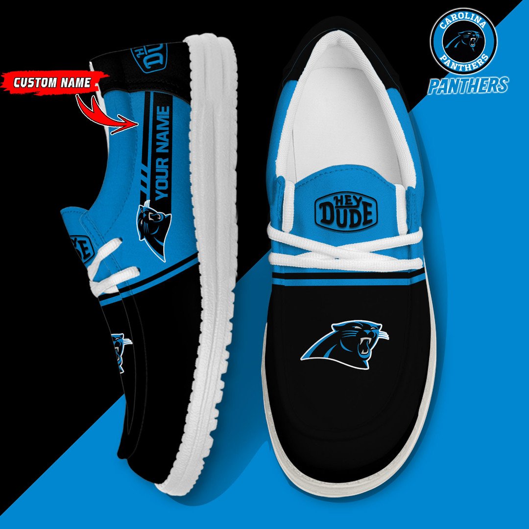 05 Carolina Panthers Football Hey Dude Canvas Loafer Shoes-Custom Name
