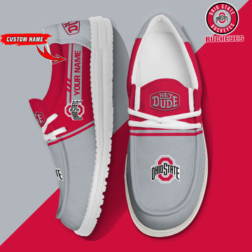 NCAA 04 Ohio State Buckeyes Football Hey Dude Canvas Loafer Shoes-Custom Name