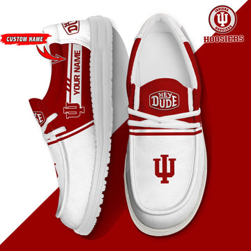 NCAA 30 Indiana Hoosiers Football Hey Dude Canvas Loafer Shoes-Custom Name