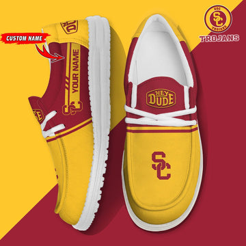 NCAA 34 USC Trojans Football Hey Dude Canvas Loafer Shoes-Custom Name