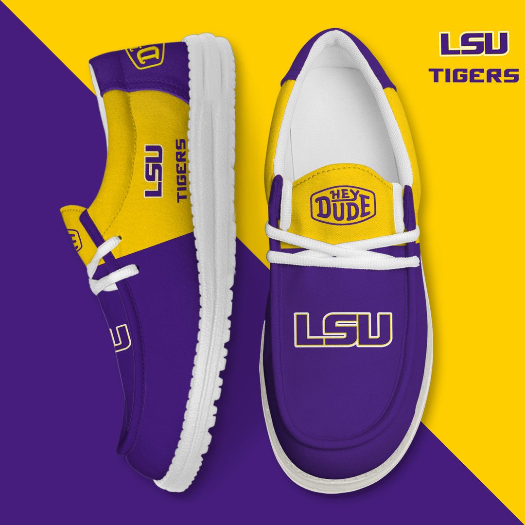 NCAA 13 LSU Tigers Football Hey Dude Canvas Loafer Shoes