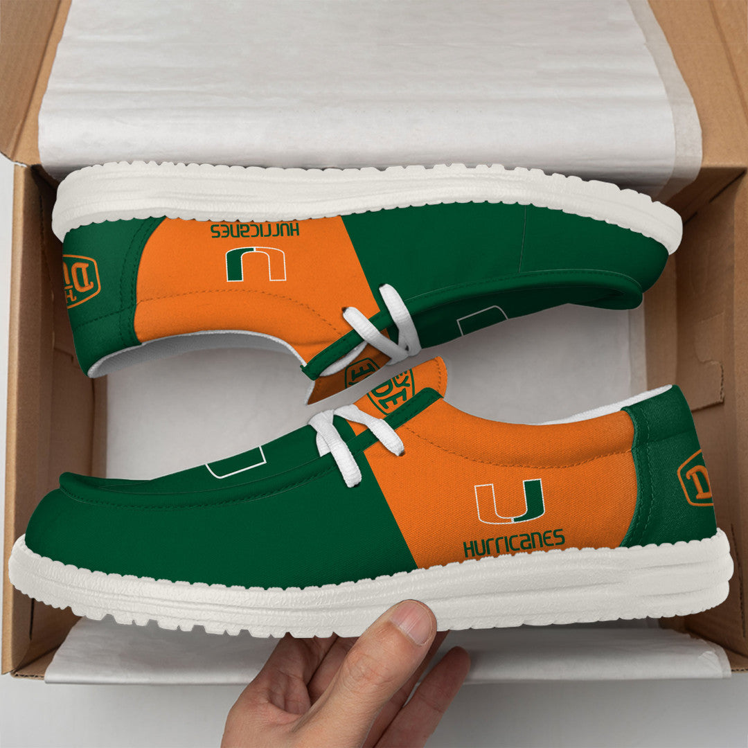 NCAA 36 Miami Hurricanes Football Hey Dude Canvas Loafer Shoes(1)