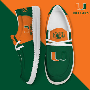 NCAA 36 Miami Hurricanes Football Hey Dude Canvas Loafer Shoes(1)