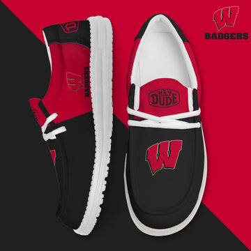 NCAA 37 Wisconsin Badgers Football Hey Dude Canvas Loafer Shoes