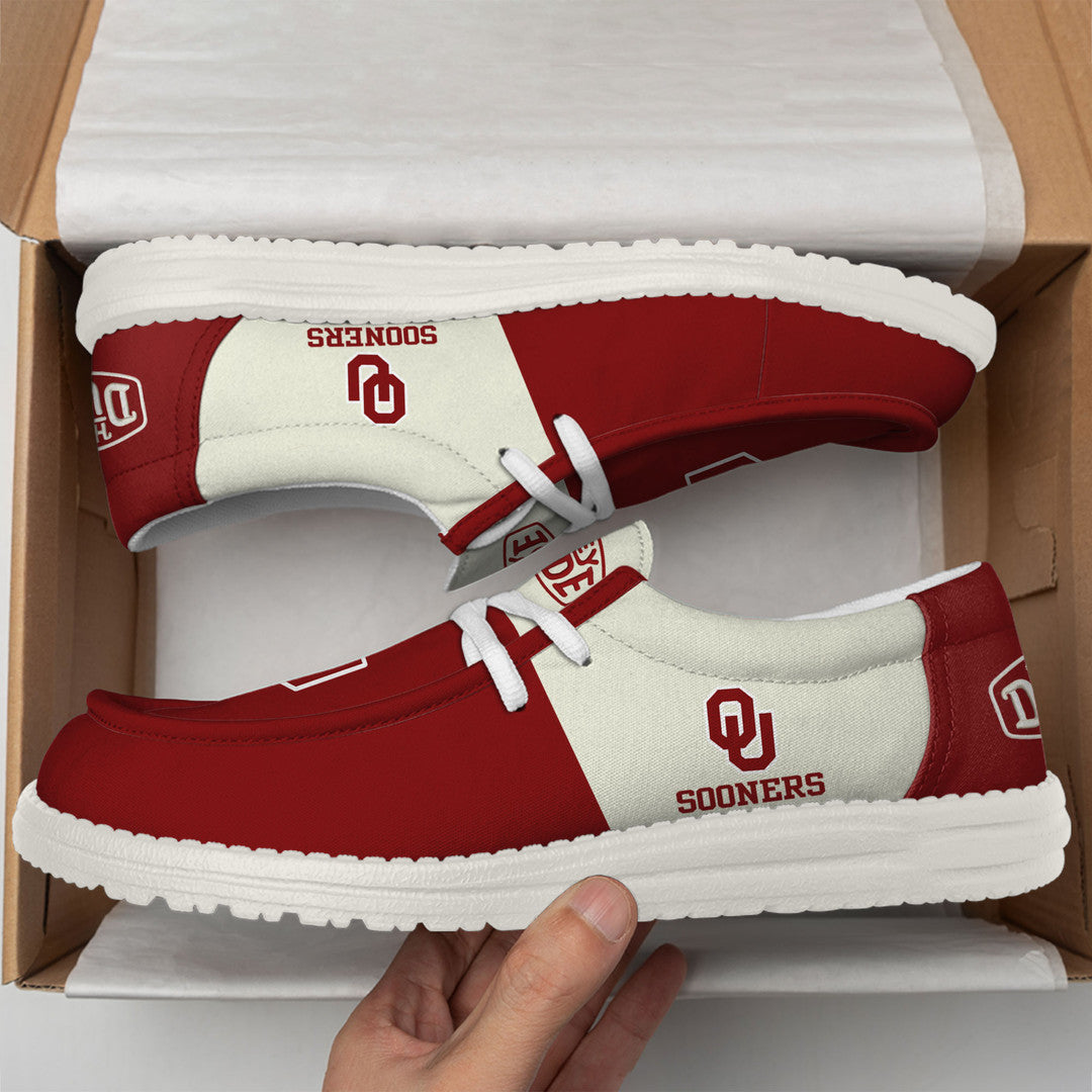 NCAA 10 Oklahoma Sooners Football Hey Dude Canvas Loafer Shoes