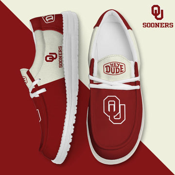 NCAA 10 Oklahoma Sooners Football Hey Dude Canvas Loafer Shoes
