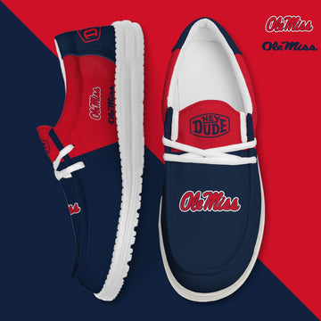 NCAA 25 Ole Miss Rebels Football Hey Dude Canvas Loafer Shoes