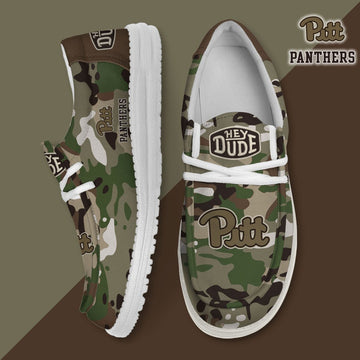 NCAA 28 Pittsburgh Panthers Camouflage Football Hey Dude Canvas Loafer Shoes