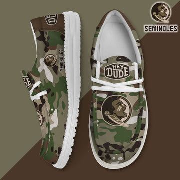 NCAA 07 Florida State Seminoles Camouflage Football Hey Dude Canvas Loafer Shoes