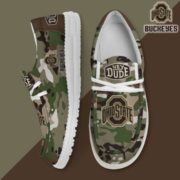 NCAA 04 Ohio State Buckeyes Camouflage Football Hey Dude Canvas Loafer Shoes