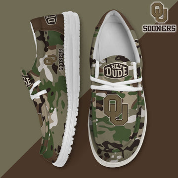 NCAA 10 Oklahoma Sooners Camouflage Football Hey Dude Canvas Loafer Shoes